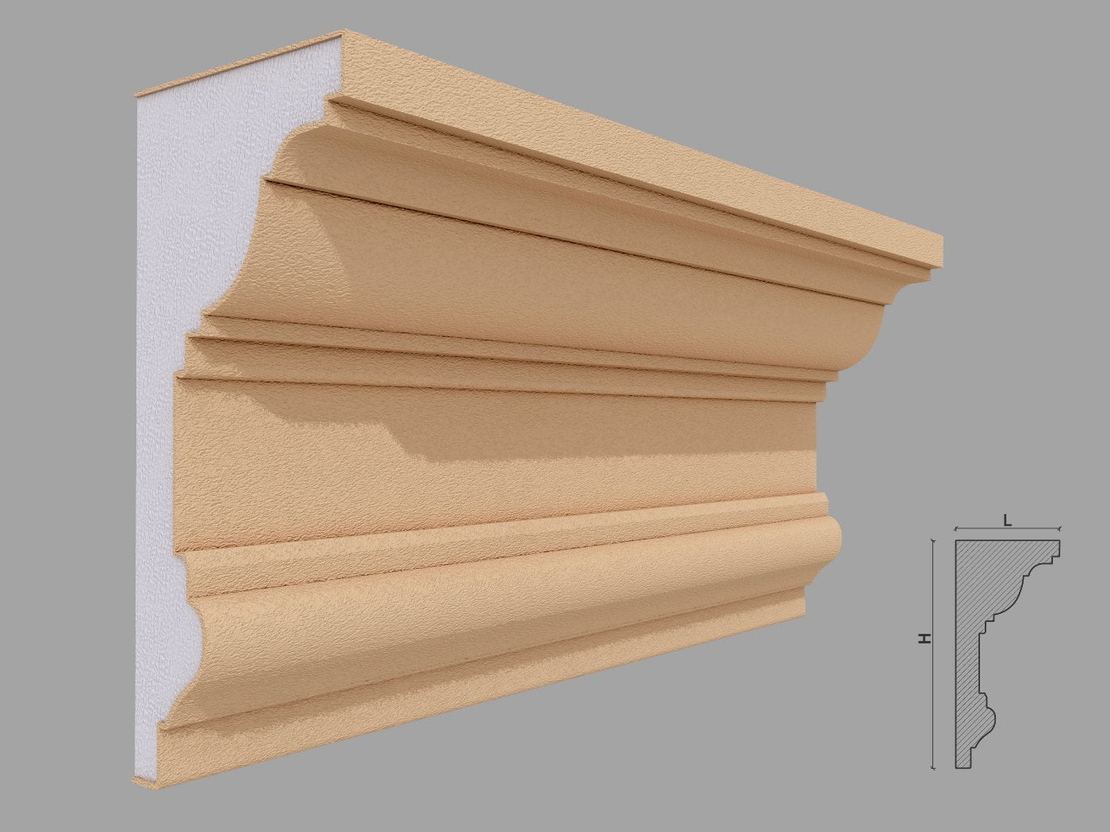 Cornisa decorativa de exterior C427 dimensiuni 217x99x2000mm