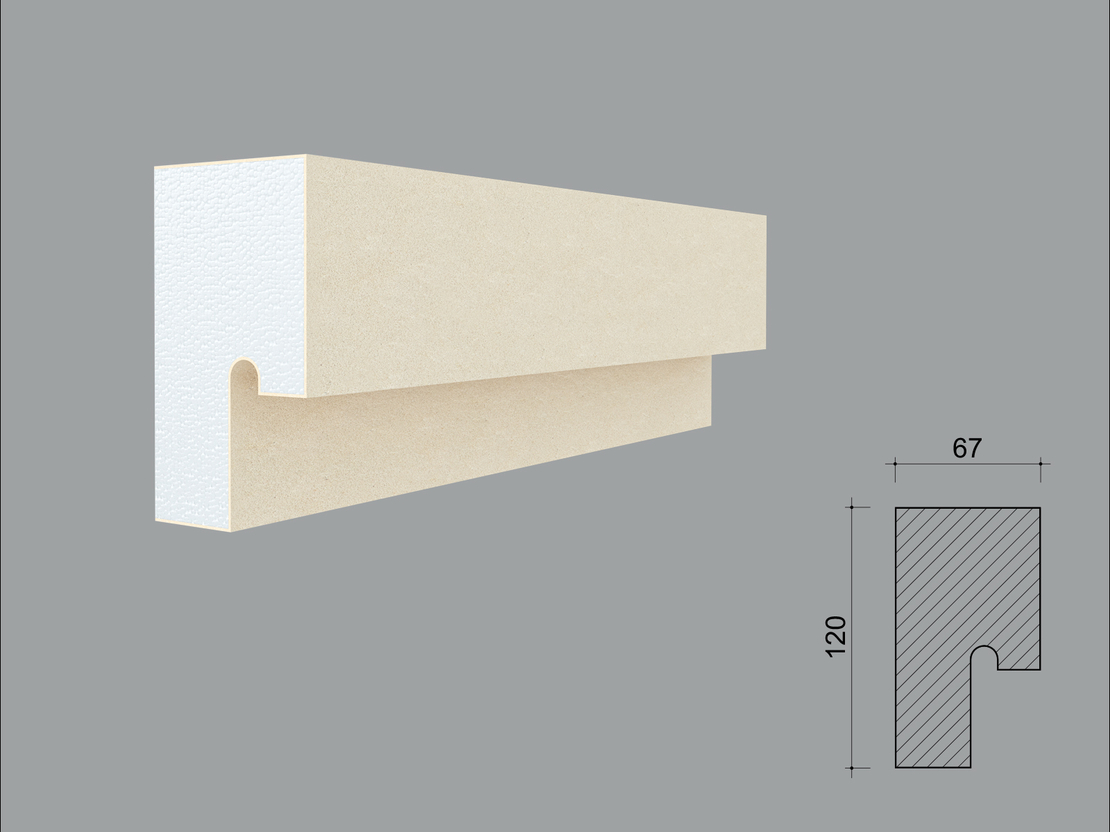 Solbanc/pervaz decorativ exterior PD204D dimensiuni 120x67x2000mm