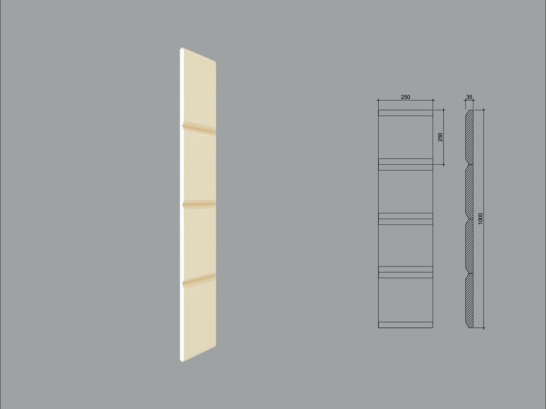 Coltar decorativ de exterior CL03-1M dimensiuni 1000x35x250x250mm debitat in 45