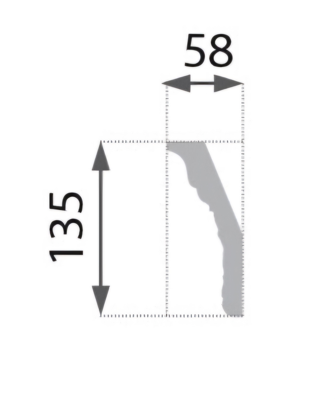 Baghetă decorativă tavan B36 135x58x2000