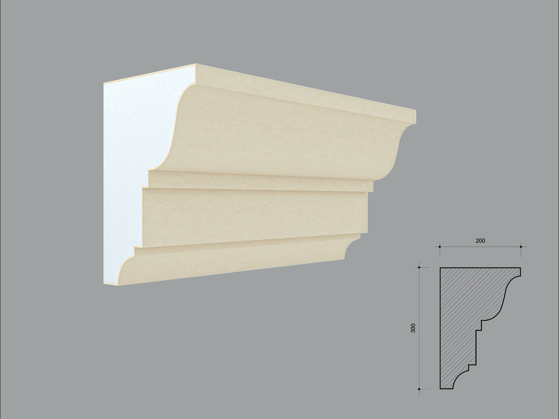 Cornisa decorativa de exterior C436 dimensiuni 300x200x2000mm