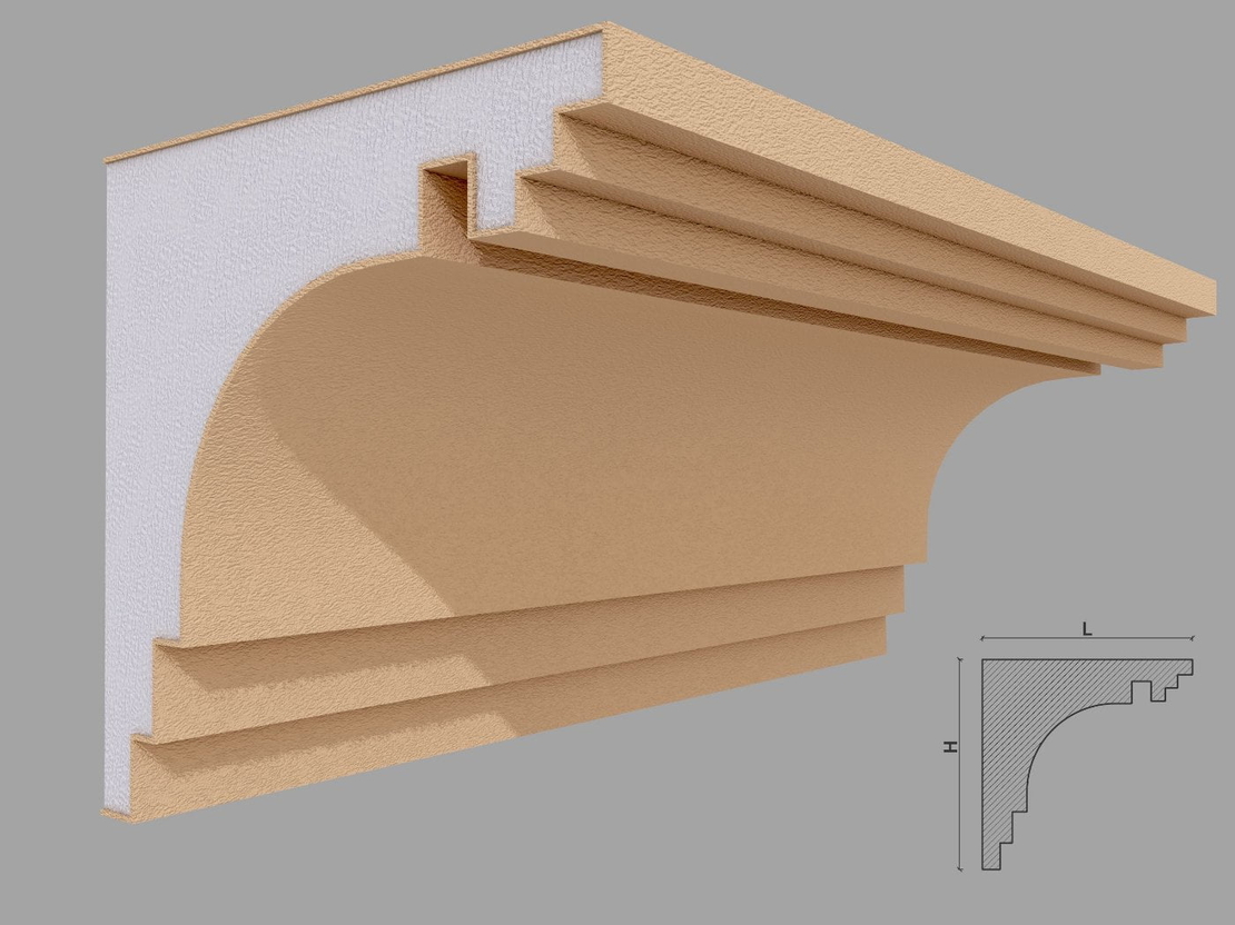 Cornisa decorativa de exterior FP432 dimensiuni 180x180x2000mm