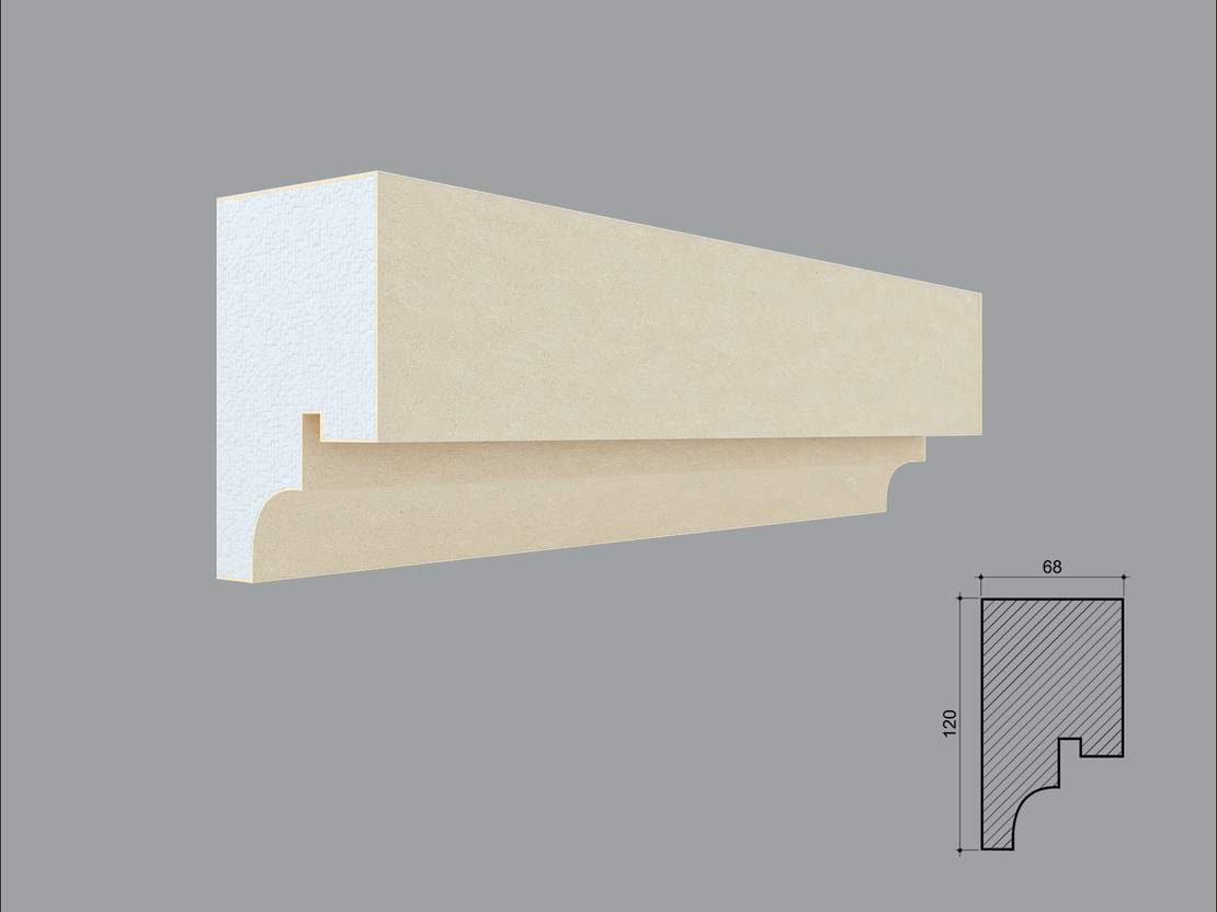 Solbanc/pervaz decorativ exterior PD208D dimensiuni 120x68x2000mm