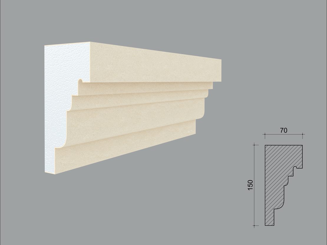 Solbanc/pervaz decorativ exterior PD212D dimensiuni 150x72x2000mm