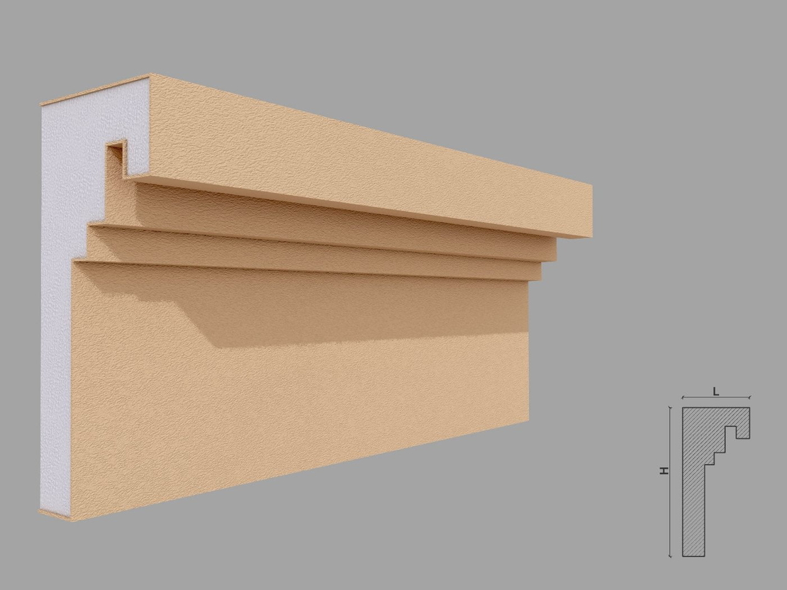 Cornisa decorativa de exterior C433 dimensiuni 200x90x2000mm