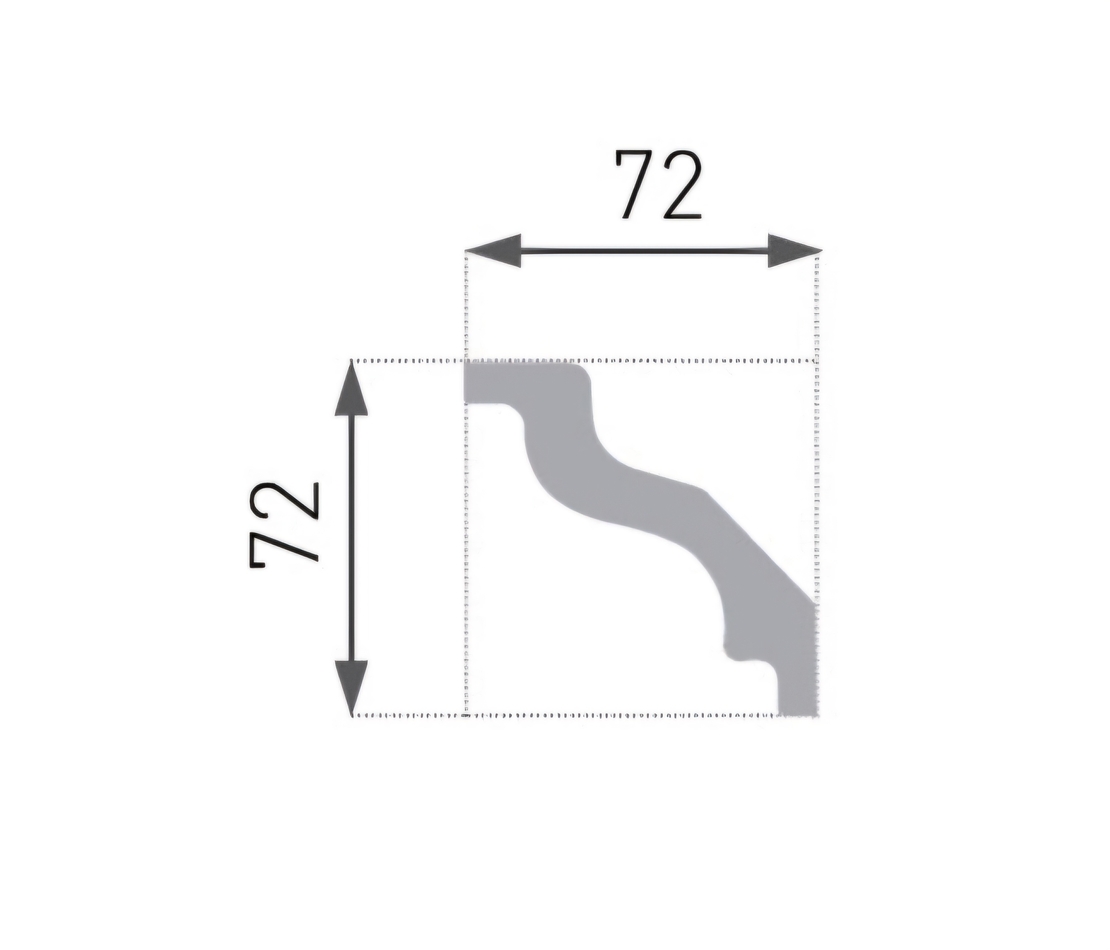 Baghetă decorativă tavan E8 72x72x2000