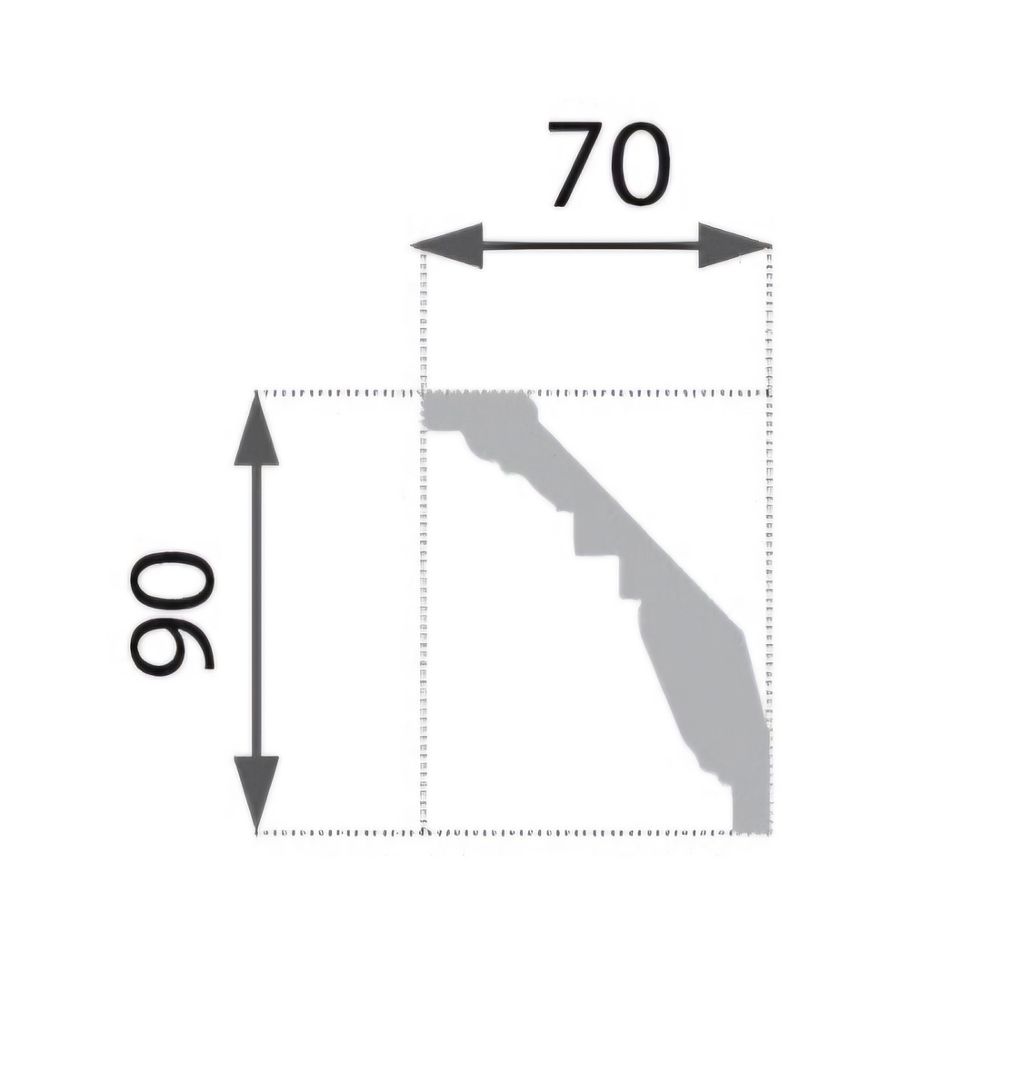 Baghetă decorativă tavan B24 90x70x2000