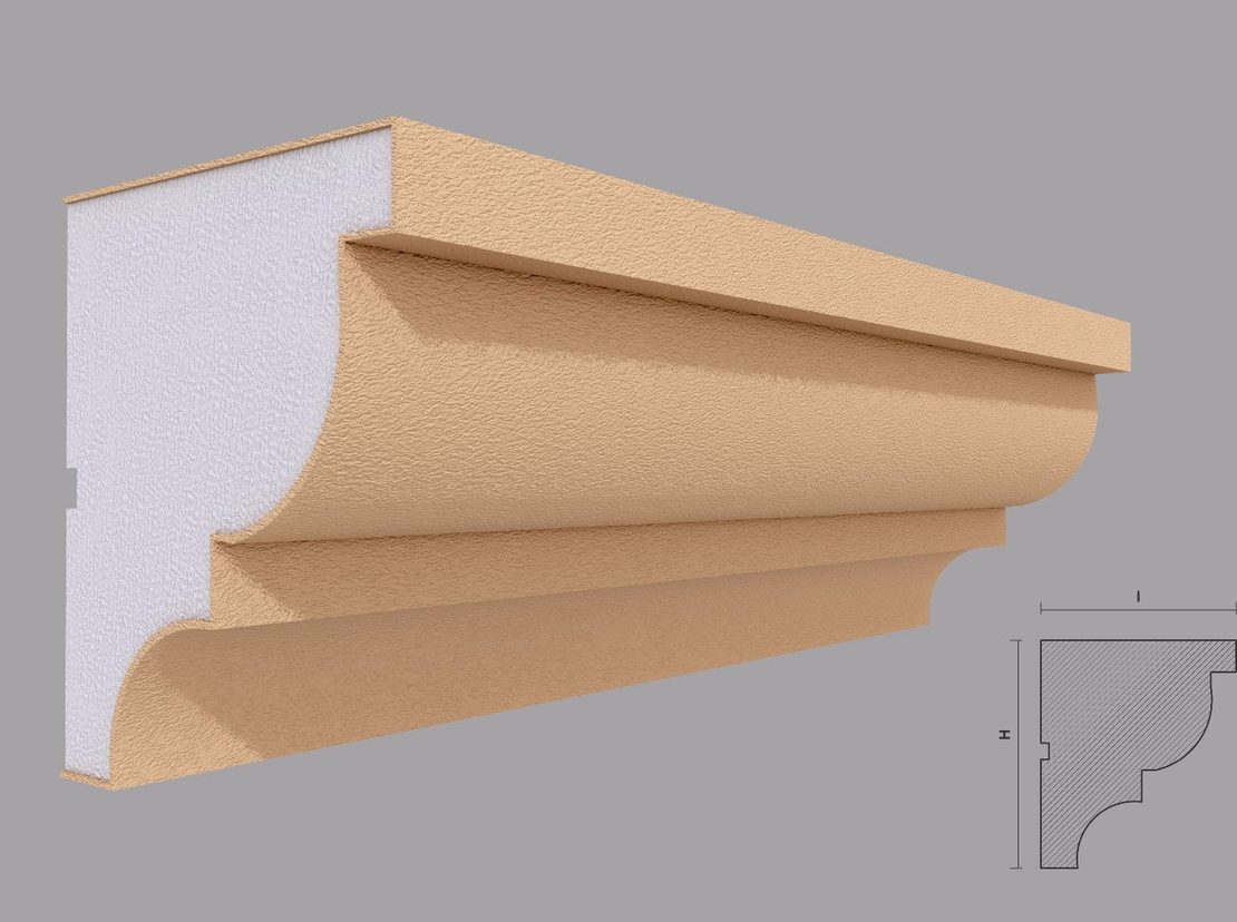 Cornisa decorativa de exterior C401 dimensiuni 140x120x2000mm