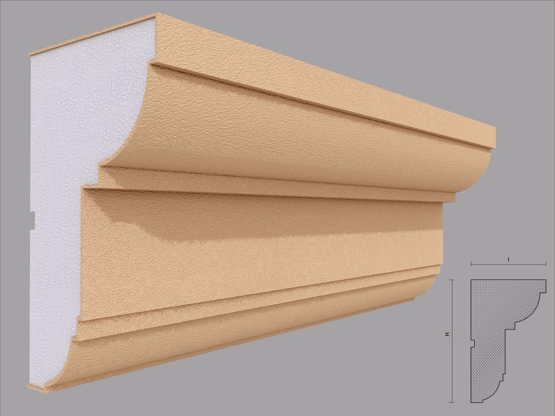 Cornisa decorativa de exterior C409 dimensiuni 180x106x2000mm