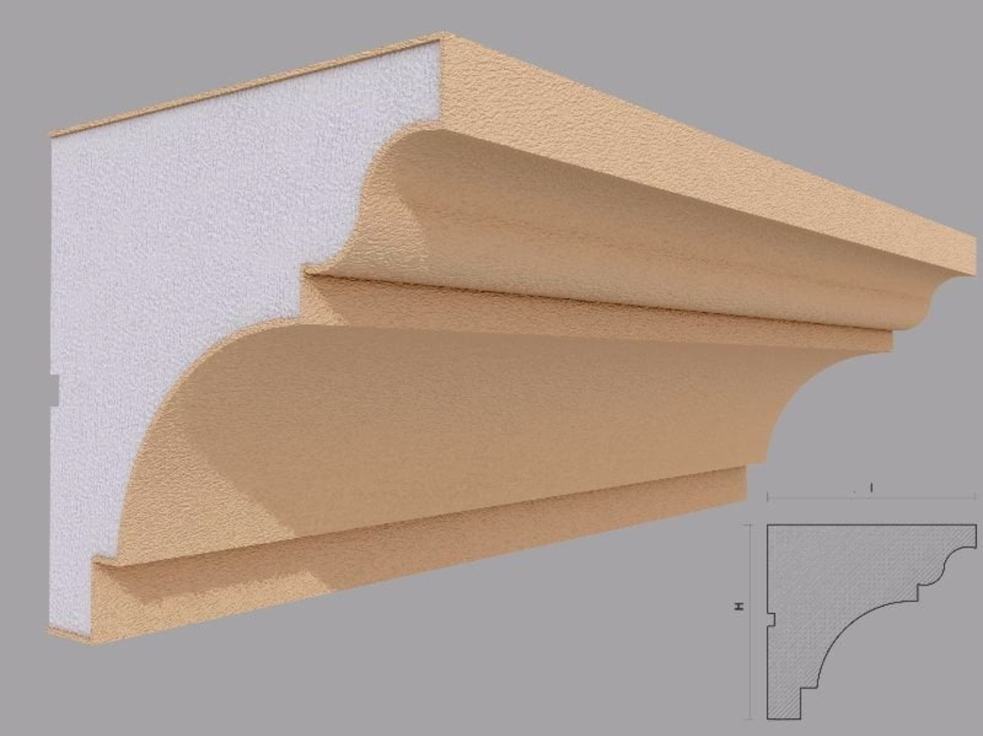 Cornisa decorativa de exterior C405 dimensiuni 150x140x2000mm