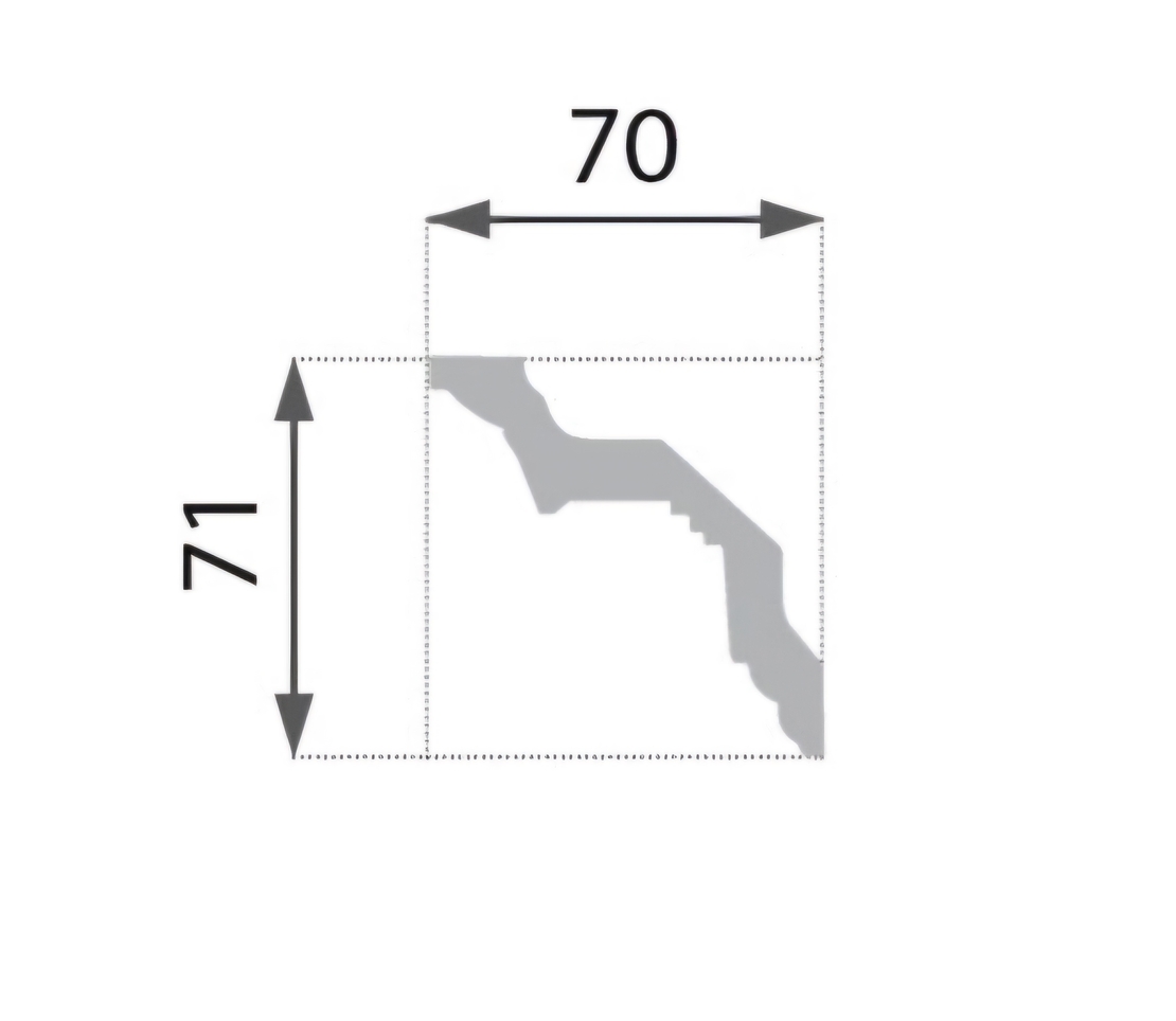 Baghetă decorativă tavan B23 71x70x2000