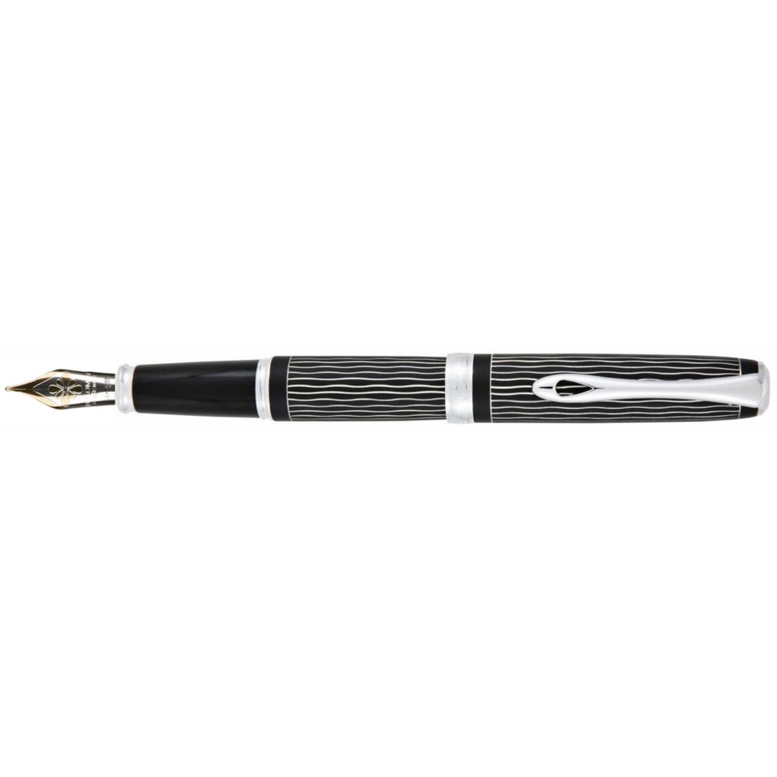 Stilou DIPLOMAT Excellence A plus, cu penita M, aurita 14kt. - Wave Guilloche Lapis Black