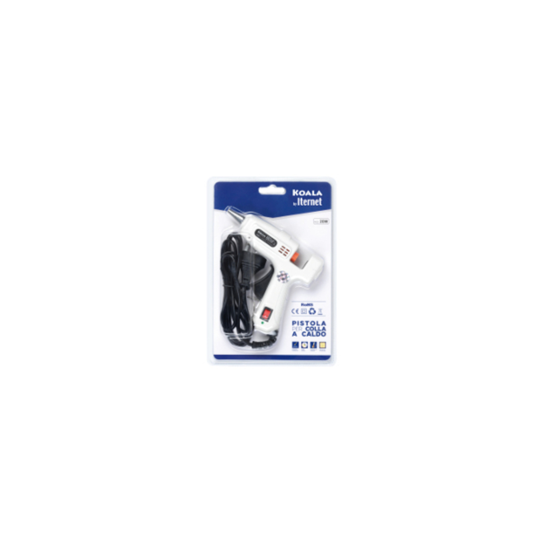 Pistol de lipit termic, ITERNET 20W, cablu alimentare, indicator LED, intrerupator ON/OFF - alb