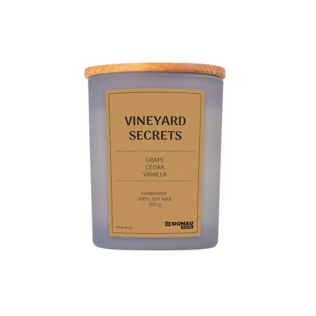 Lumanare in recipient de sticla, cu capac, 200gr, 40 de ore ardere, DONAU Home - Vineyard Secrets