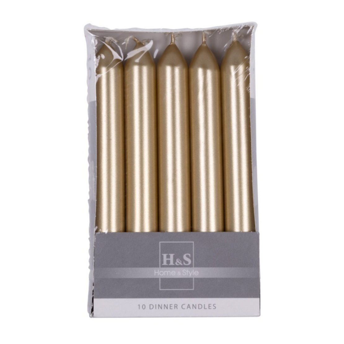 Lumanari pentru cina, lacuite, 20 x 170mm, 10 buc/set, DONAU Home - aurii
