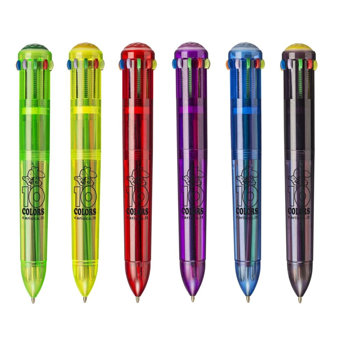 Pix cu 10 culori fluorescente, corp transparent color, CARIOCA