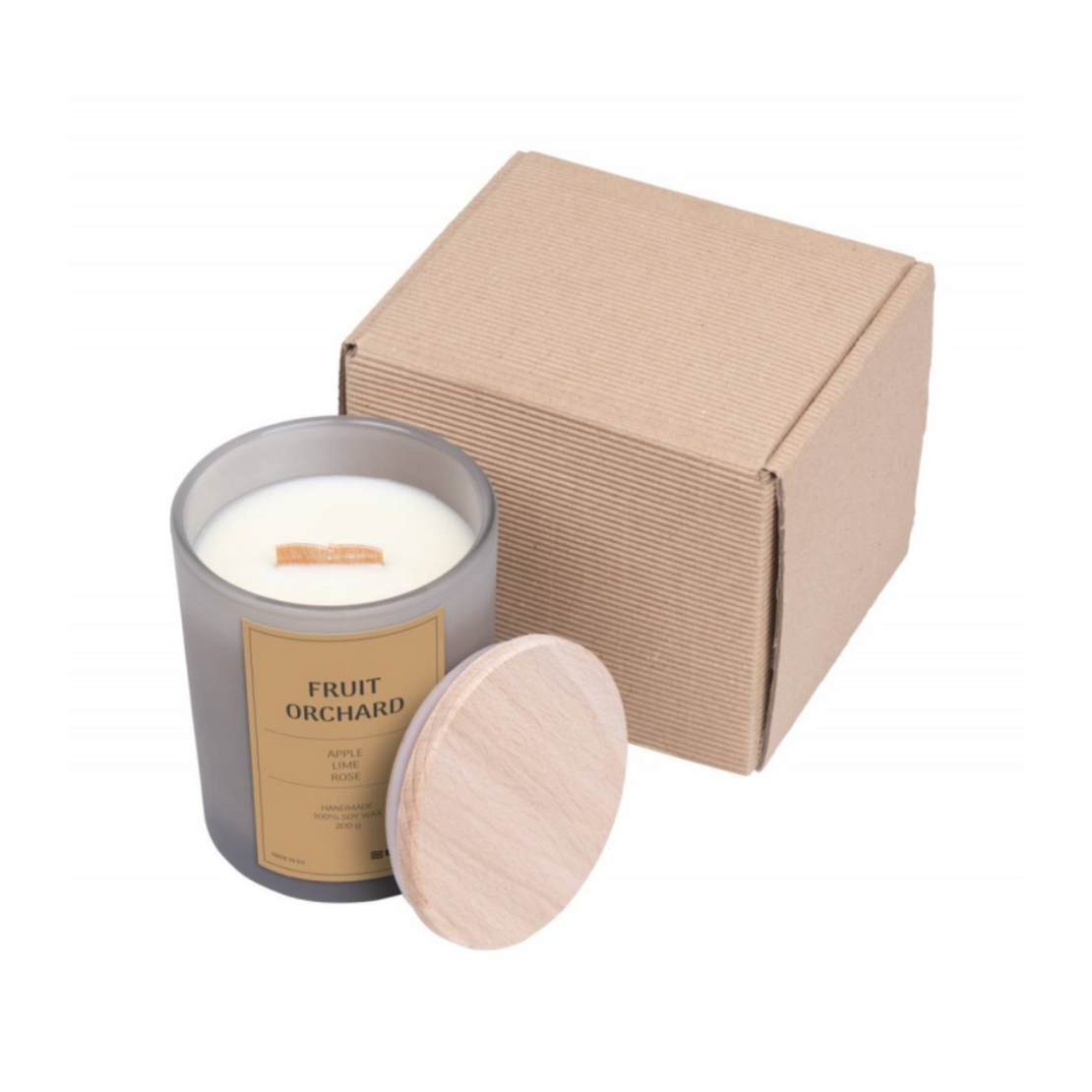 Lumanare in recipient de sticla, cu capac, 200gr, 40 de ore ardere, DONAU Home - Fruit Orchard