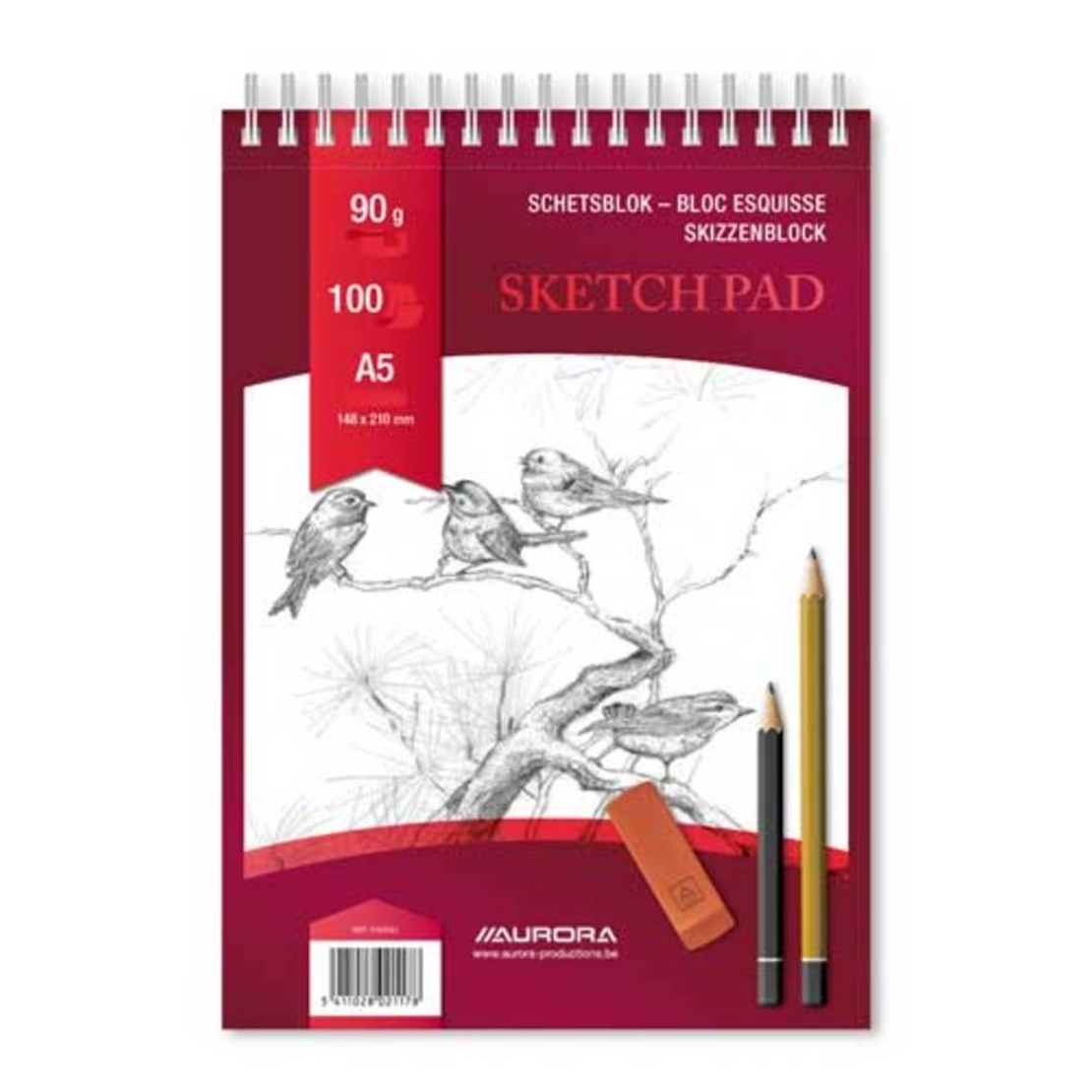 Bloc desen cu spirala, A5, 100 file - 90gsm, pentru schite creion, AURORA Esquisse - hartie alba