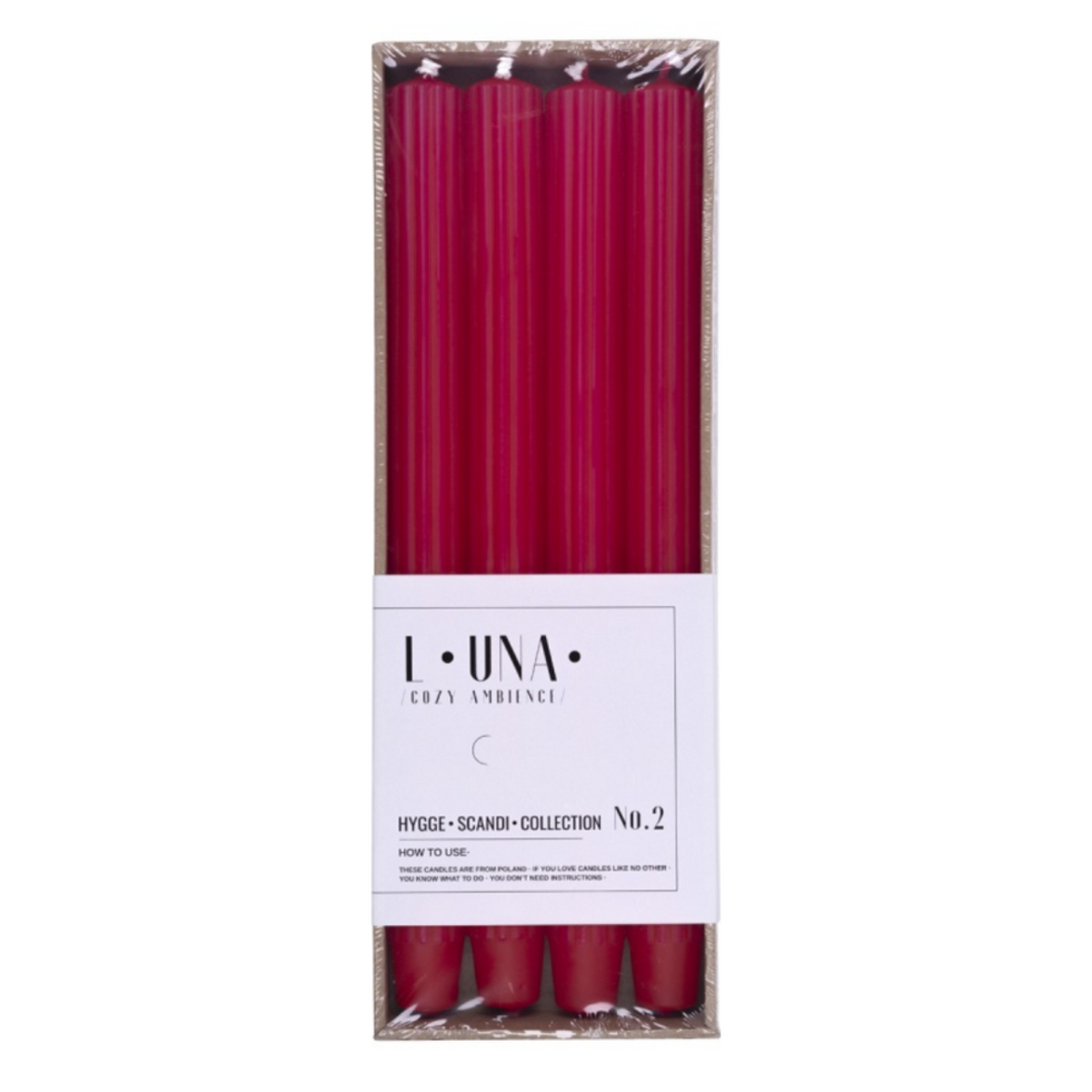 Lumanari cu dungi, pentru cina, 25 x 300mm, 4 buc/set, DONAU Home - rosii