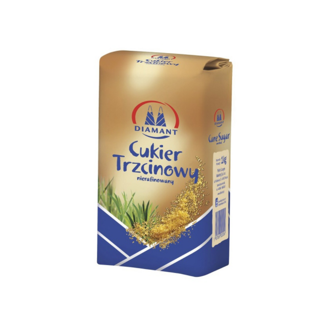 Zahar brun Diamant, din trestie de zahar, 1kg/punga