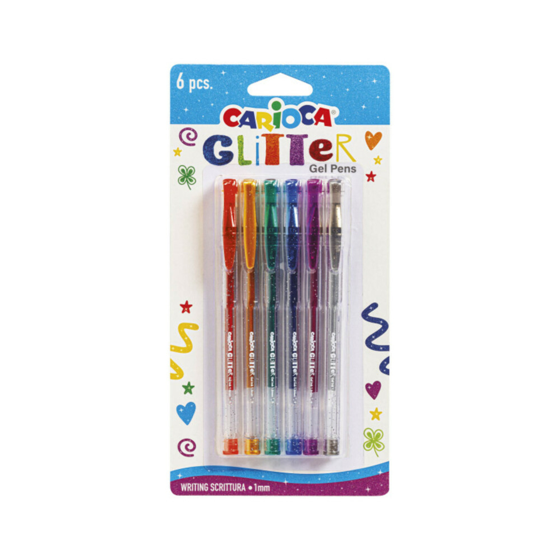 Pix cu gel, 6 buc/set, varf 1 mm, cerneala cu sclipici, CARIOCA