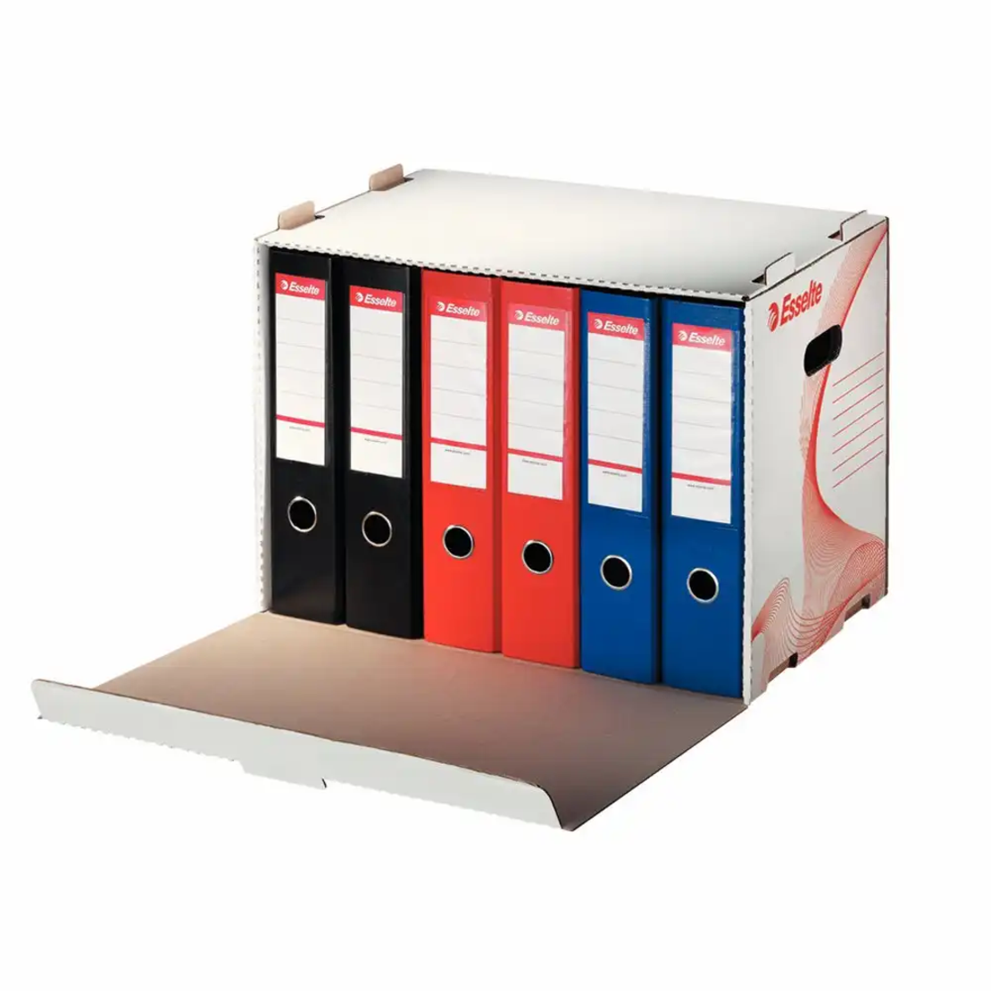 Container arhivare Esselte Standard, pt biblioraft, deschidere frontala,carton,100% reciclat,FSC,alb