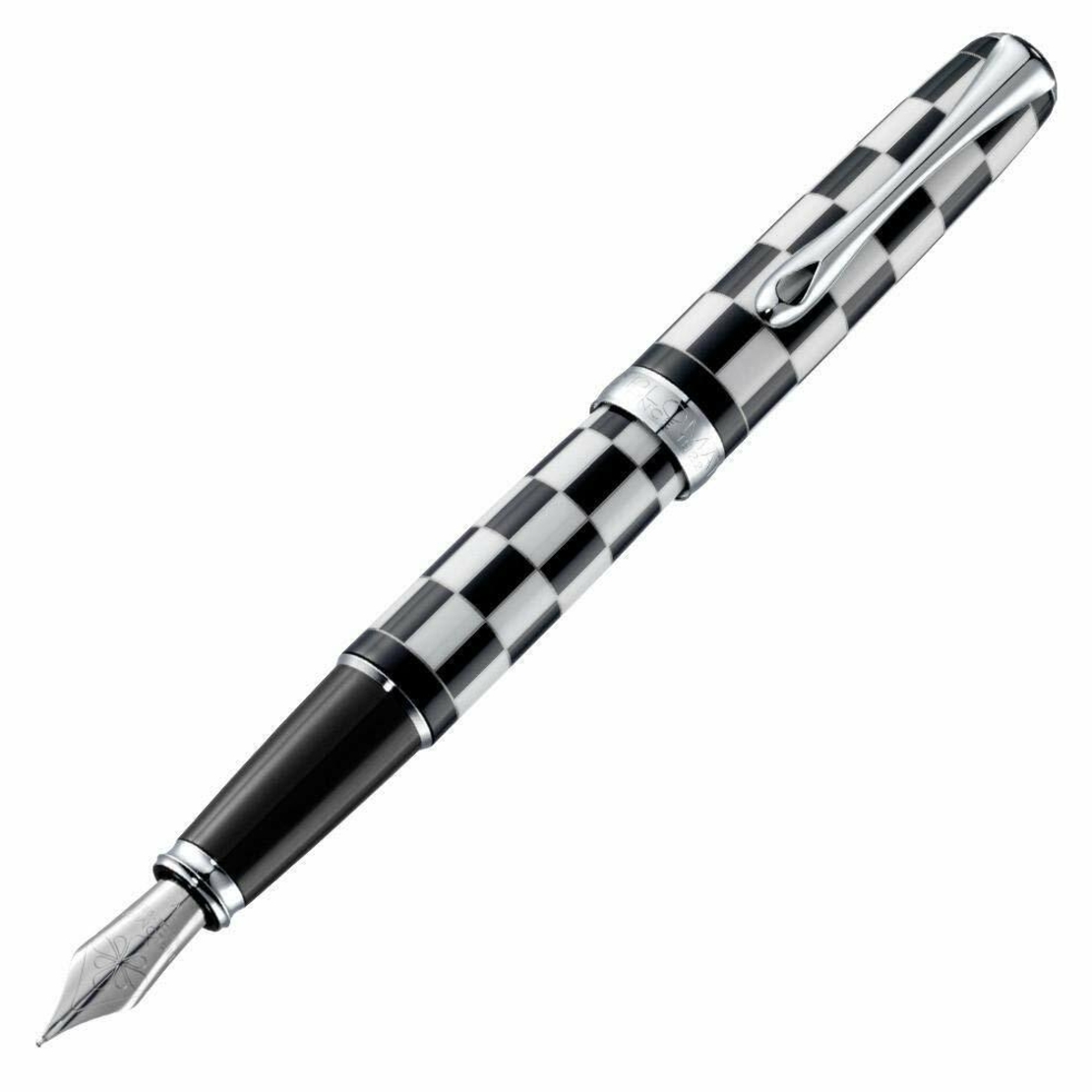 Stilou DIPLOMAT Excellence A plus, cu penita M, din otel inoxidabil - Rome Black White