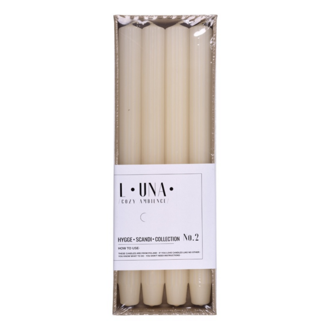 Lumanari cu dungi, pentru cina, 25 x 300mm, 4 buc/set, DONAU Home - crem