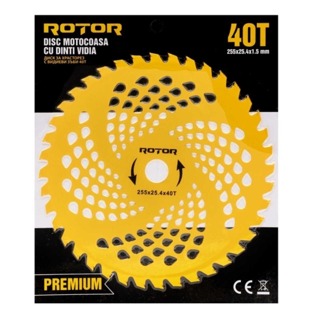 Disc motocoasa Premium 40T cu VIDIA 255×25,4×1,5 mm ROTOR