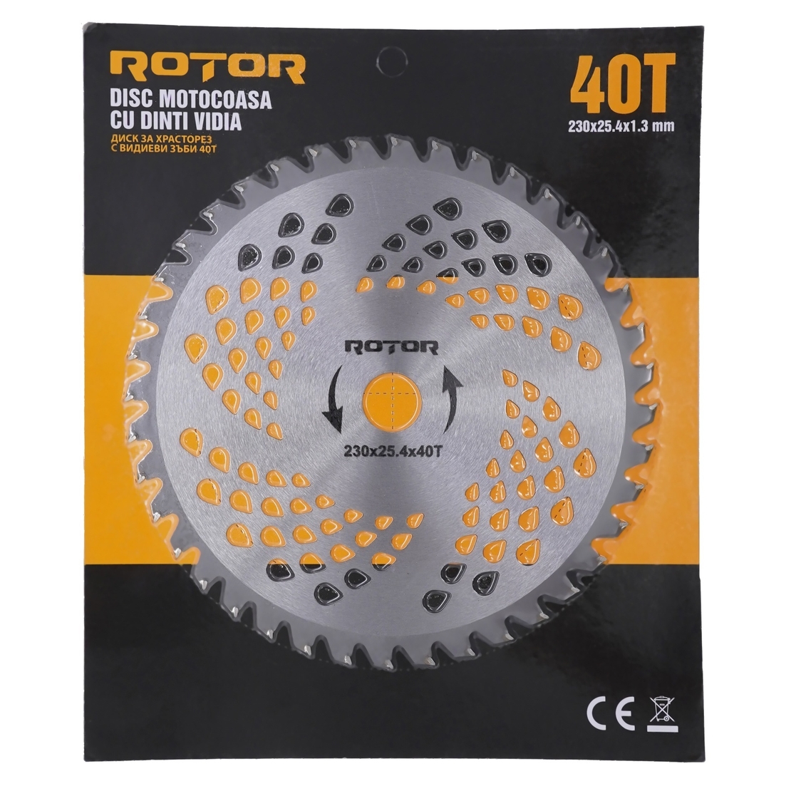 Disc pentru motocoasa 40T cu Vidia 230×25,4×1,3mm ROTOR