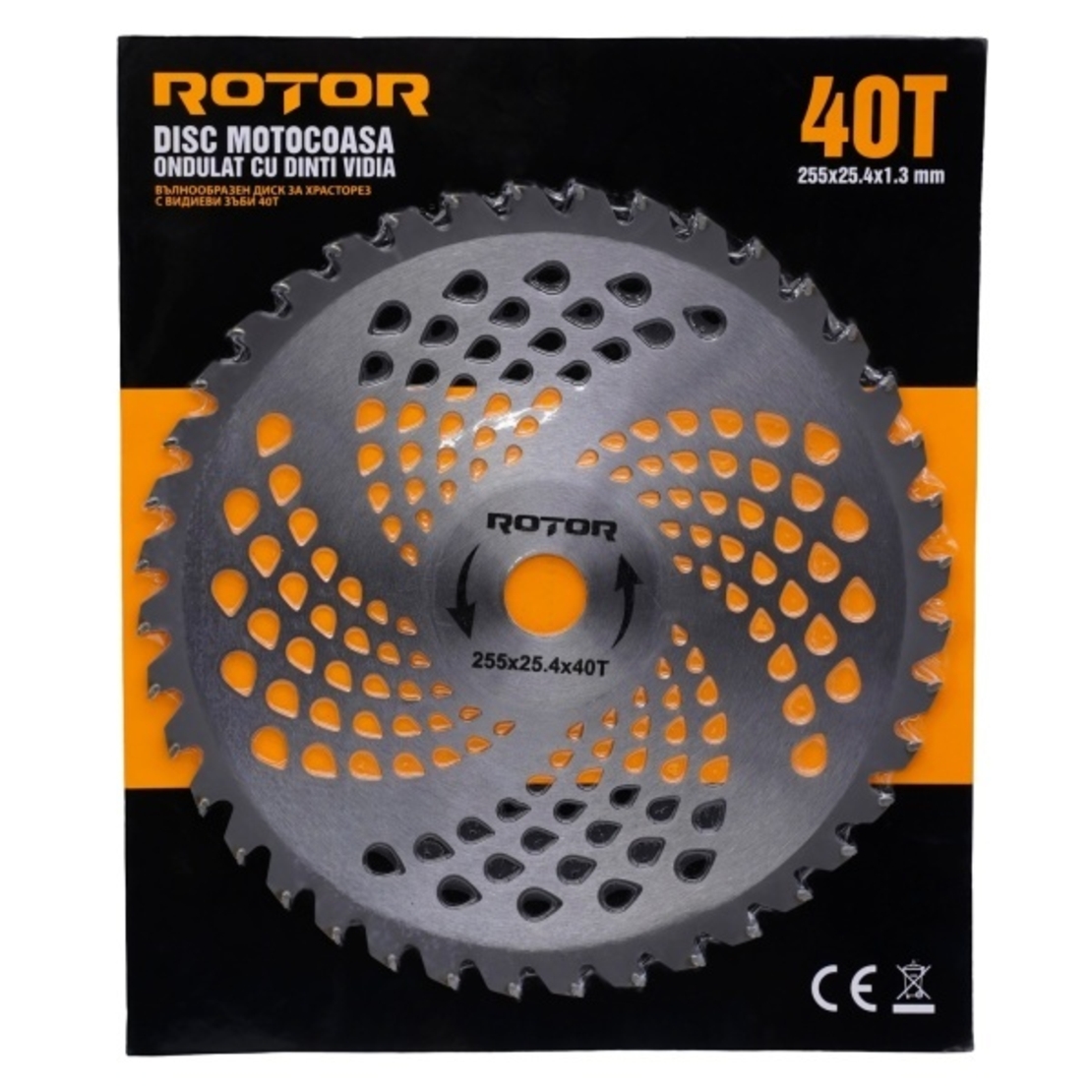 Disc pentru motocoasa 40T ondulat cu VIDIA 255×25,4×1,3 mm ROTOR
