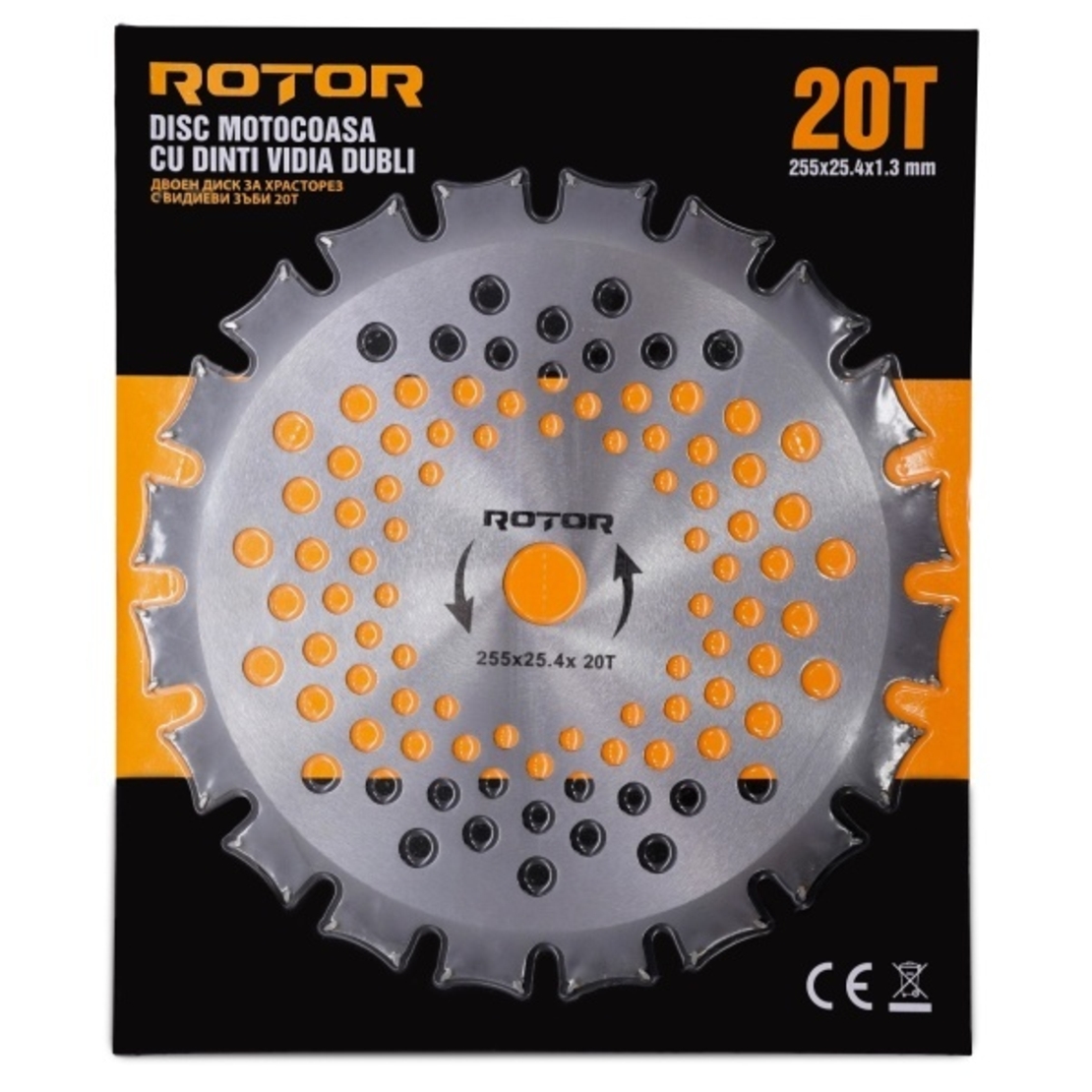 Disc pentru motocoasa 20T cu Vidia dublu 255x25,4x1,3 mm ROTOR