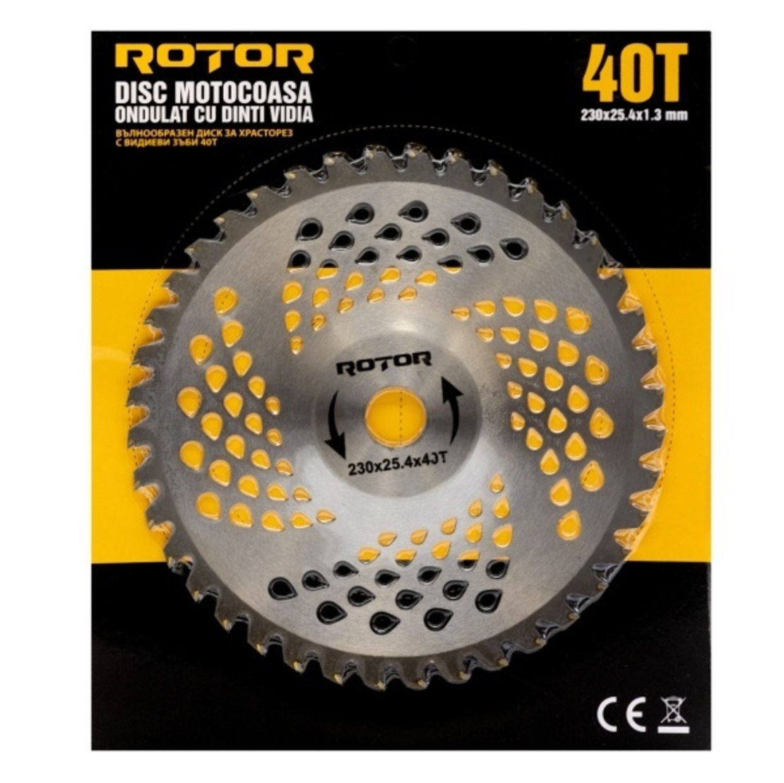 Disc pentru motocoasa Vidia ondulat (tip oala) 230×25,4×1,3mm 40T ROTOR