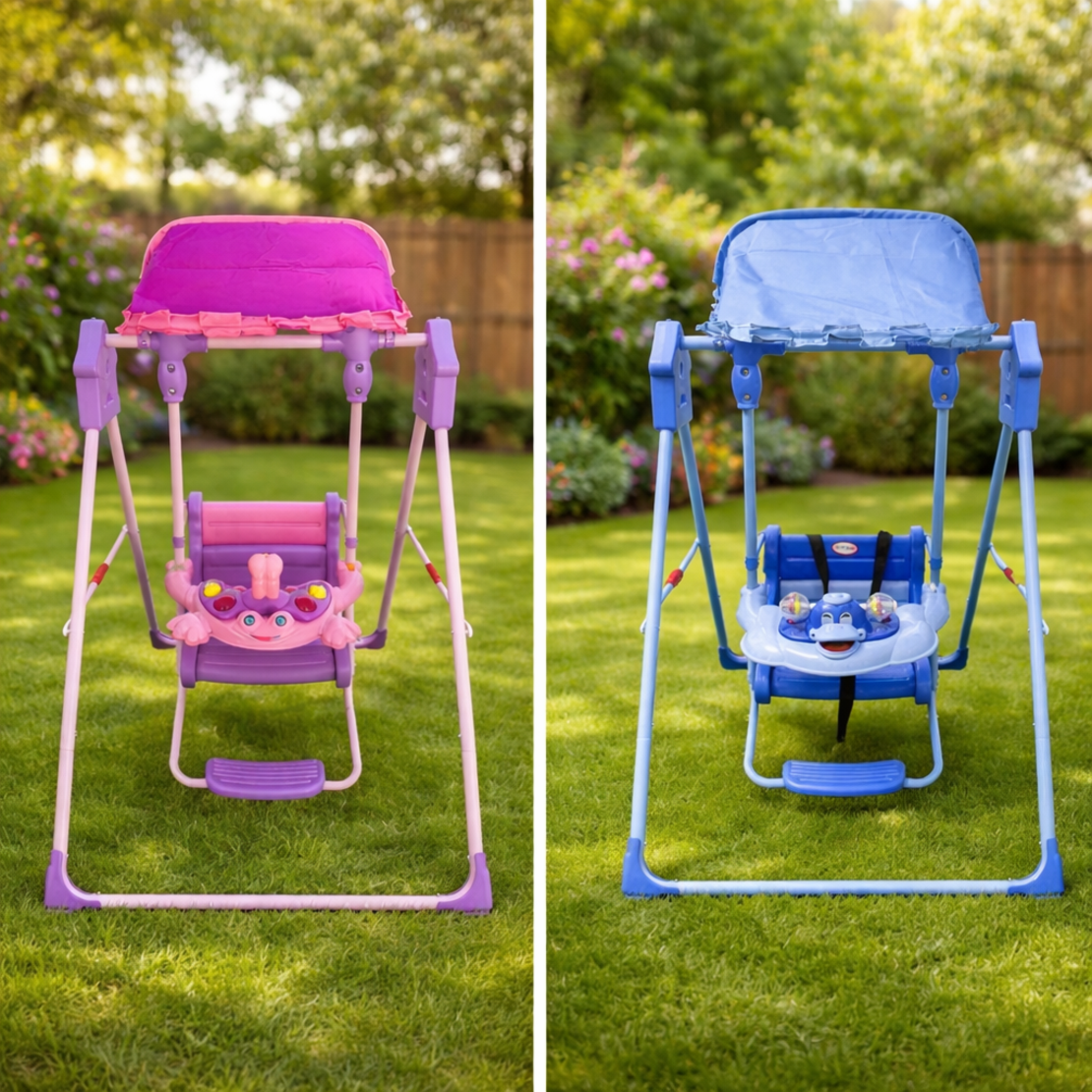 Leagăn Electric pentru Copii cu Muzică, Lumini și Siguranță – Relaxare și Distracție Bebe 6 luni-3 Ani