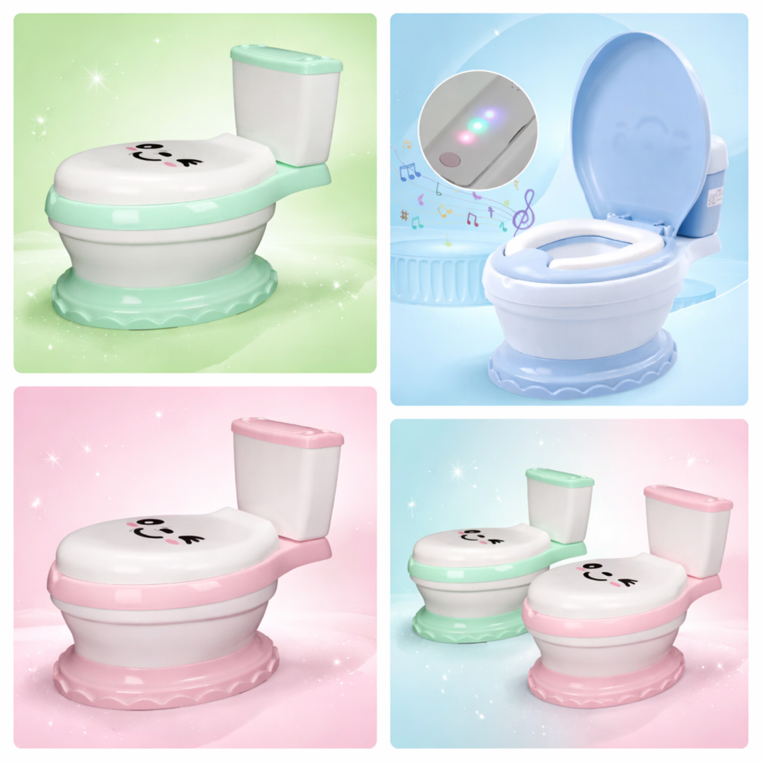 Olita copii 3 in 1 cu muzica, tip toaleta + reductor WC si treapta  | Olita educationala bebe 12 luni+