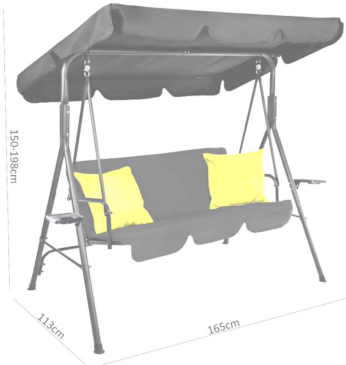 Leagan balansoar gradina  Vicenza, 3 locuri, 220kg, gri