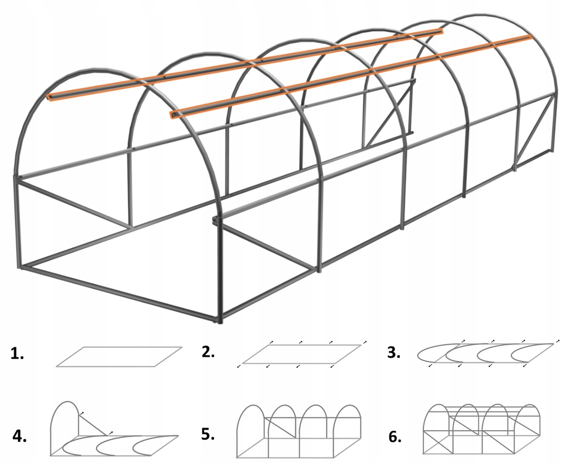 Sera de gradina, tip tunel cu cadru metalic, 400x800cm, verde, 32mp