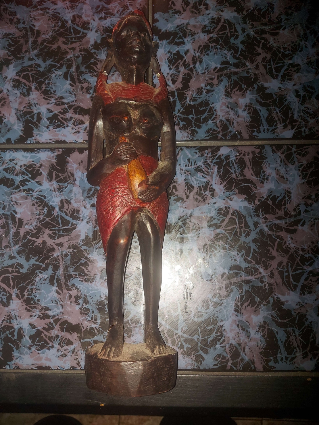 Statueta africana sculptata manual din abanos