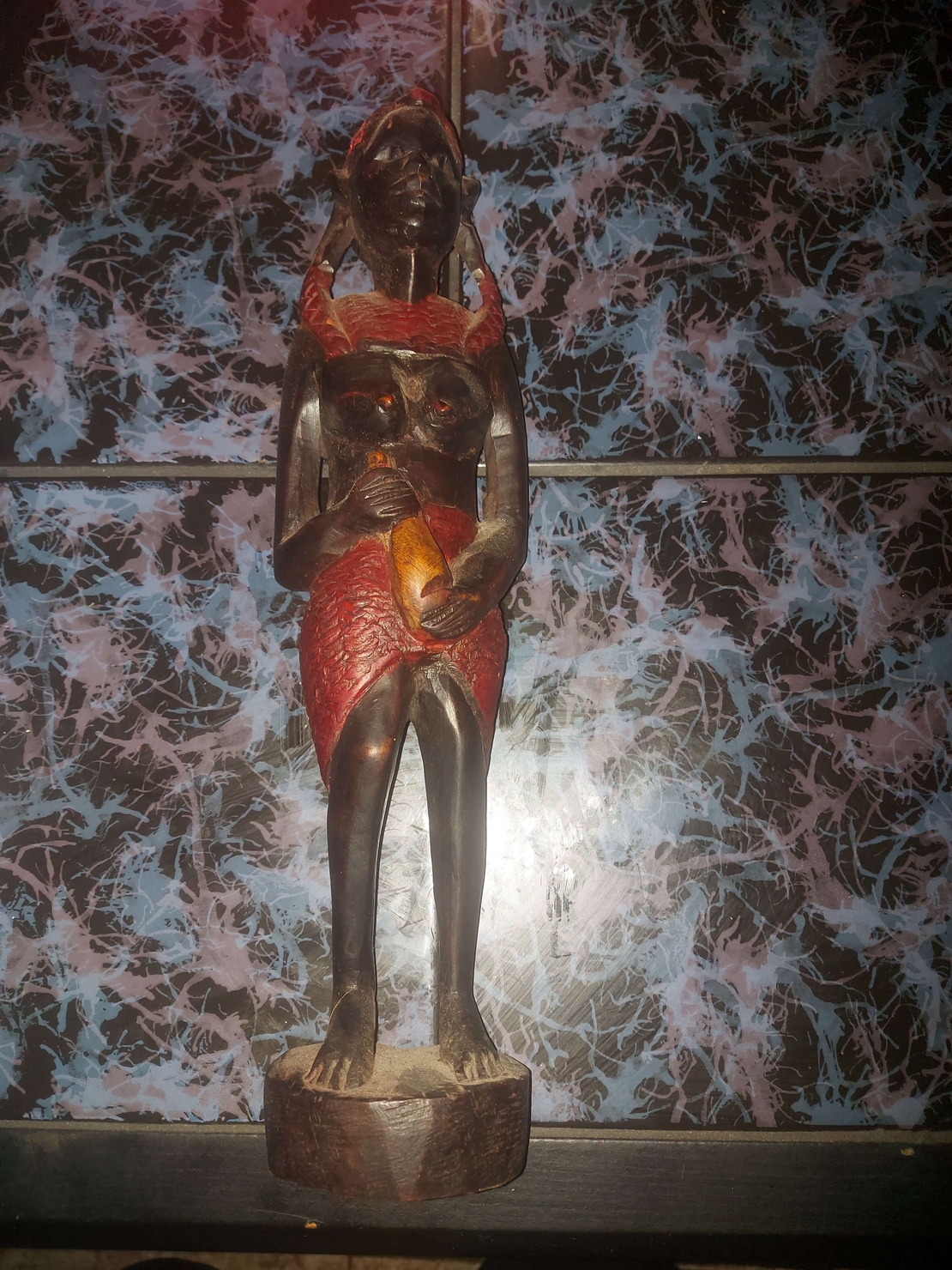 Statueta africana sculptata manual din abanos