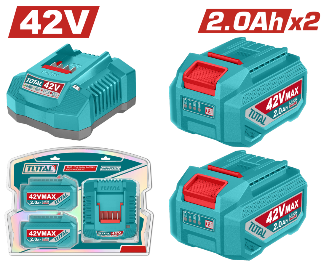 TOTAL - KIT 2 BATERII SI INCARCATOR - 42V - 2.0Ah