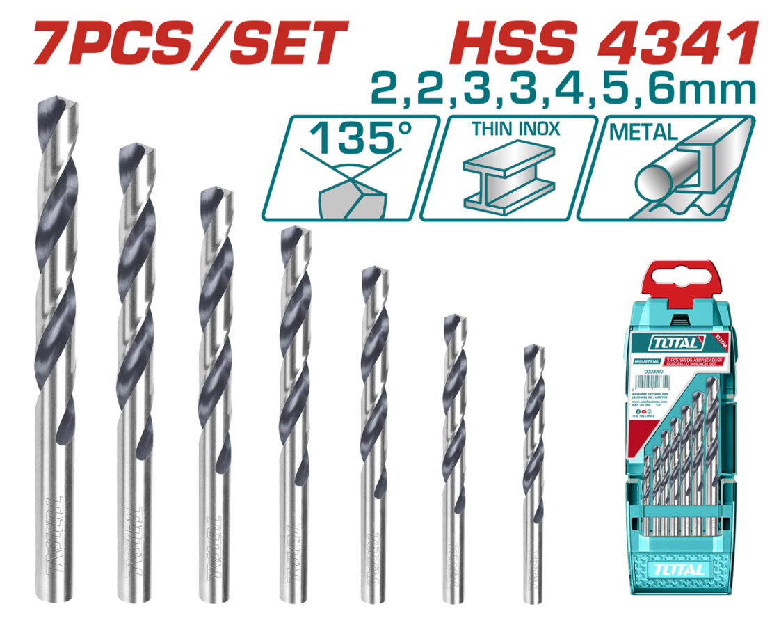 TOTAL - SET 7 BURGHIE PENTRU METAL HSS 4341