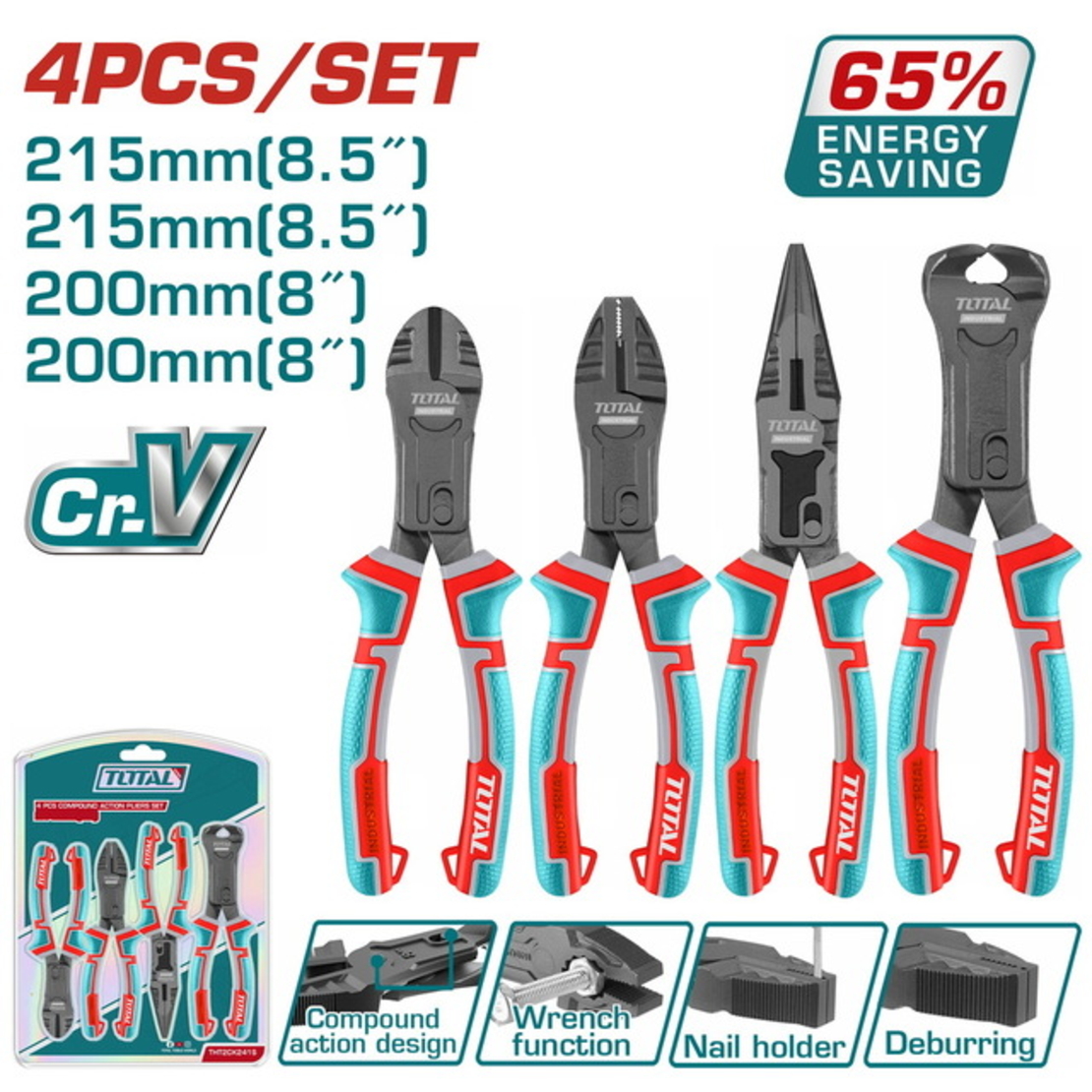 TOTAL - SET CLESTI CU ECONOMIZOR DE ENERGIE 4 PIESE