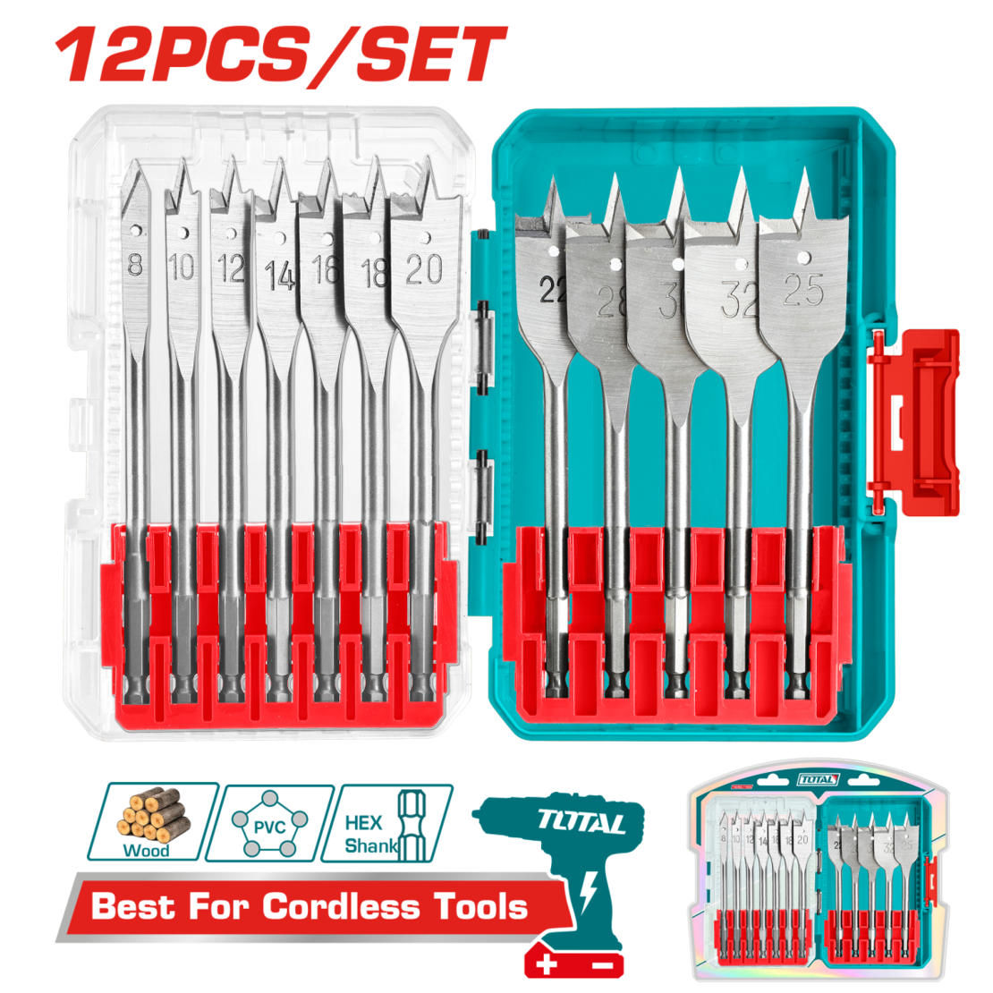 TOTAL - SET 12 BUC BURGHIE PLATE PENTRU LEMN