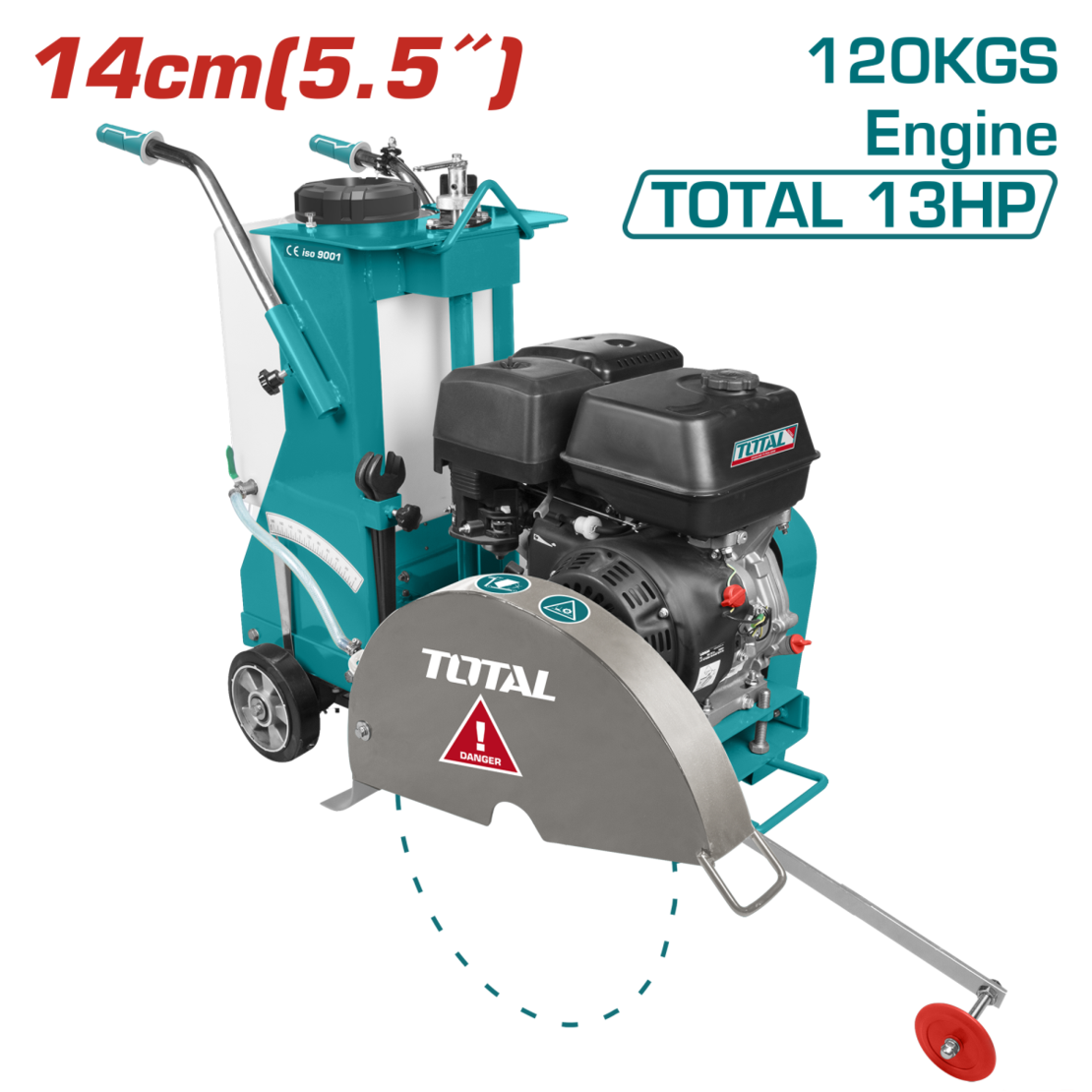 TOTAL - MASINA DE DEBITAT BETON/ASFALT 13CP, 120KG, ADANCIME MAX 14CM, DIAMETRU DISC 30-45 CM
