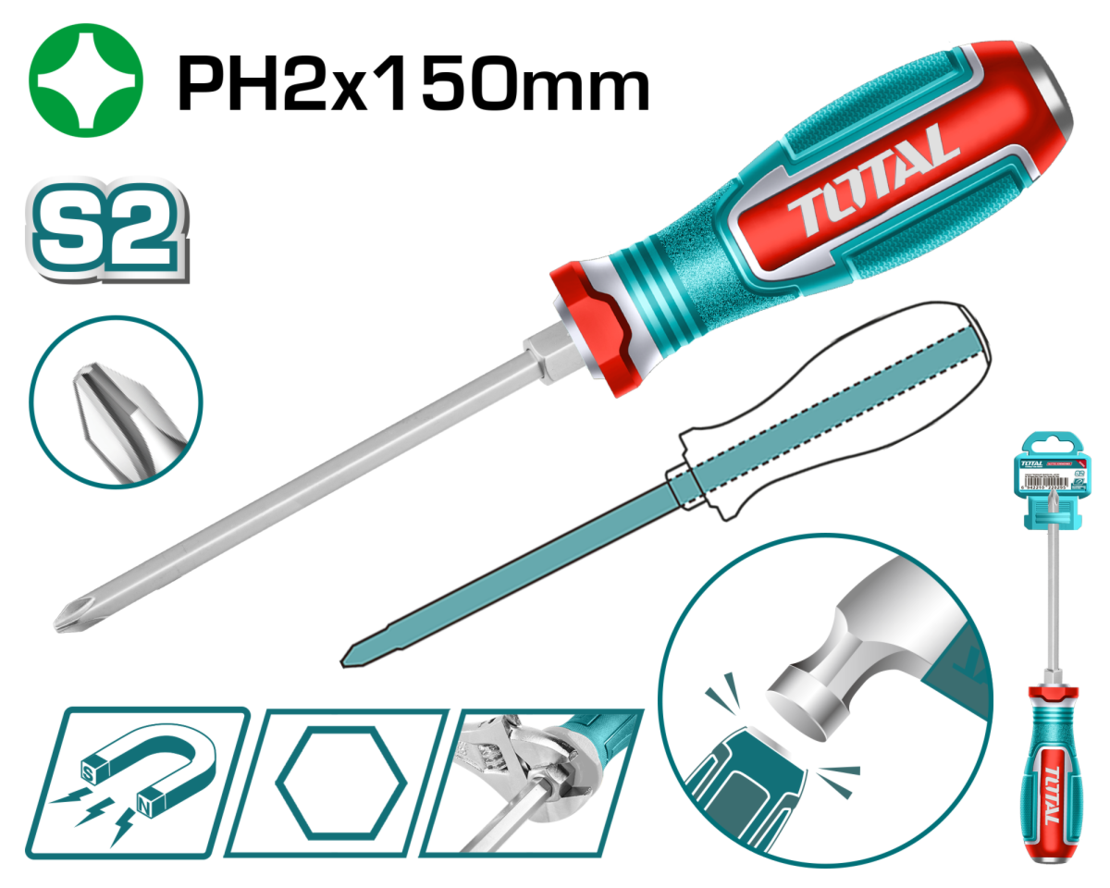 TOTAL - SURUBELNITA DREAPTA IMPACT PH2X150MM, S2