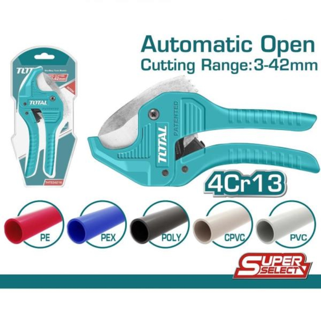 TOTAL - CLESTE PENTRU TAIAT TEVI - 193MM - 3-42MM