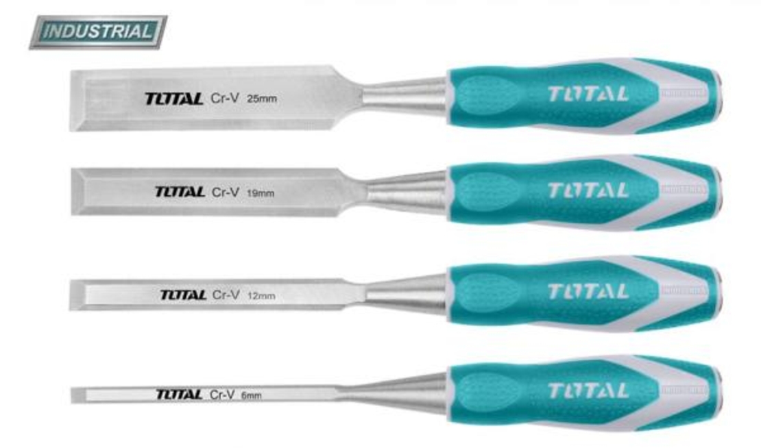 TOTAL - SET 4 DALTI PENTRU LEMN (6MM, 12MM, 19MM, 25MM) - CR-V (INDUSTRIAL)