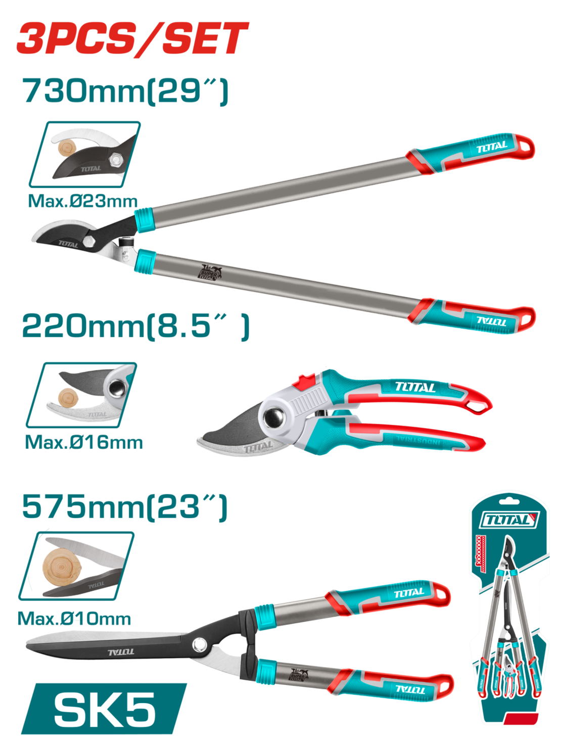 TOTAL - SET FOARFECI DE GRADINA – 3 PIESE