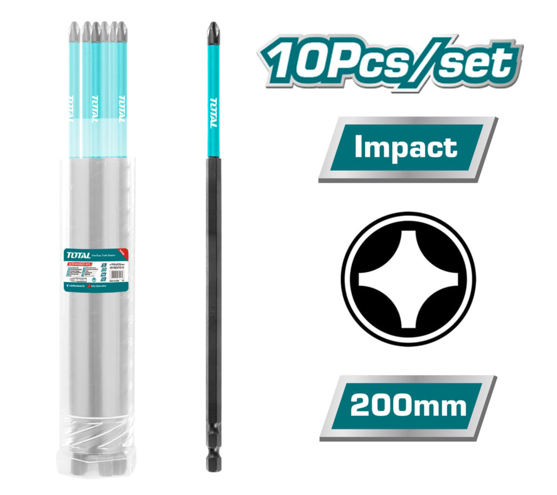 TOTAL - SET 10 BITI DE IMPACT PH2X200MM