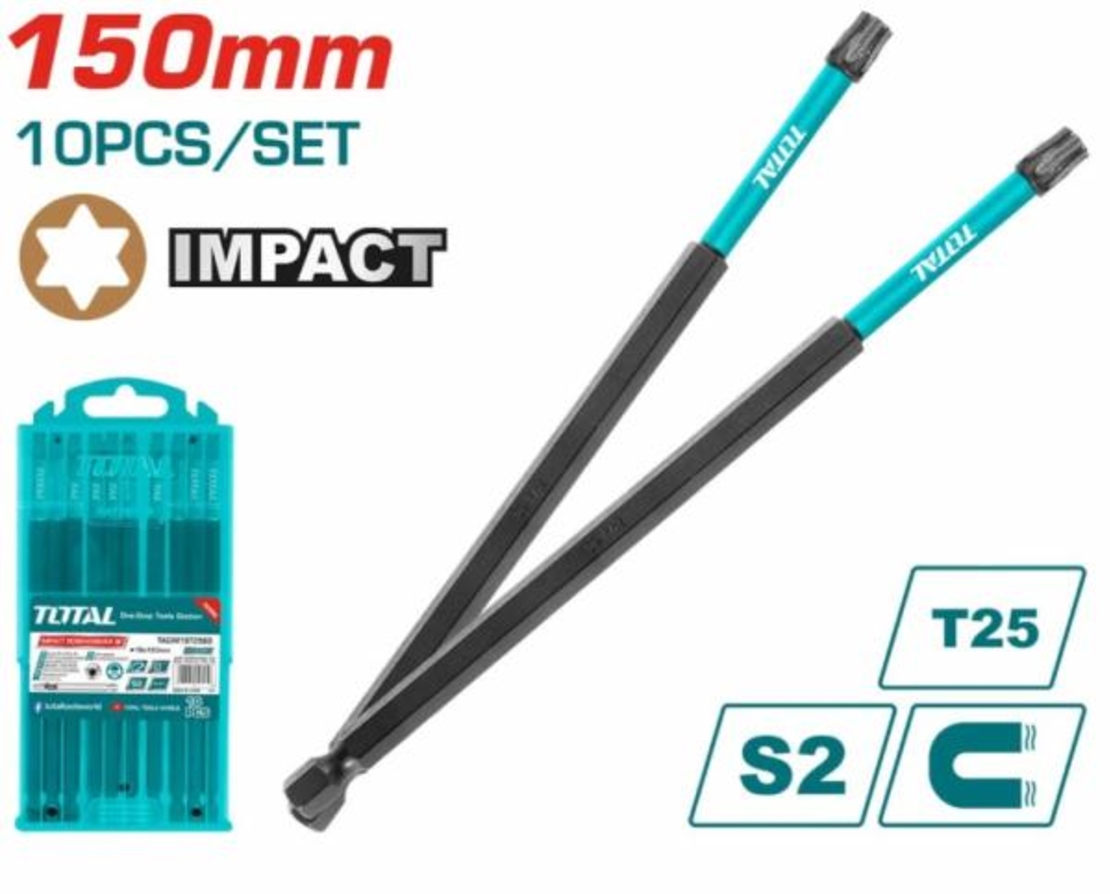 TOTAL - SET 10 BITI DE IMPACT PENTRU SURUBELNITA 150MM